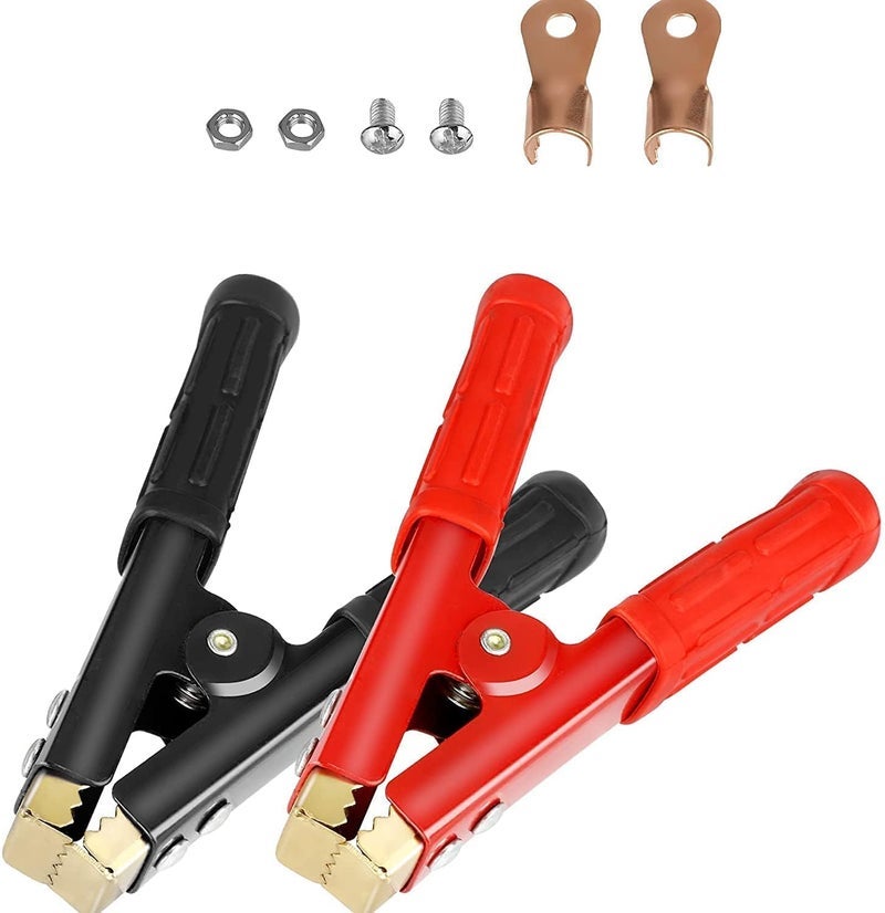 Linkstyle 2PCS Car Battery Charger Clamps, 1000A Pure Copper Power Replacement Alligator Clips, Heavy Duty Crocodile Battery Jumper Cable Clamp - Image 1